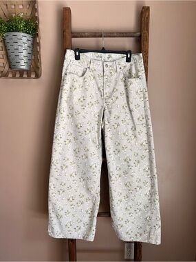 Old Navy Cream Floral Wide Leg Jeans